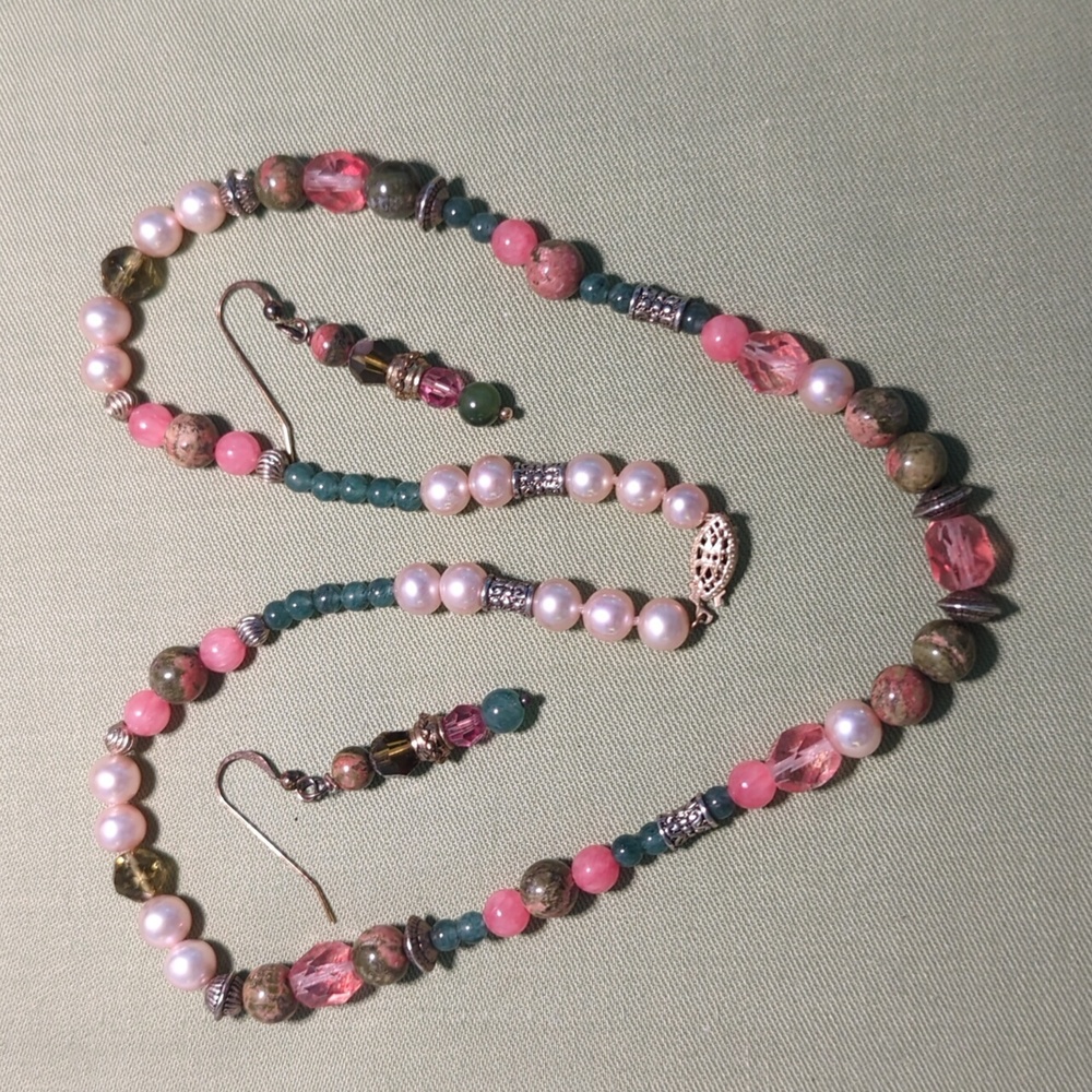 Hand Beaded Necklace Earring SET